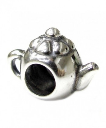 Sterling Silver Little 3-D Tea Pot European Style Bead Charm - CB115XIV8IJ