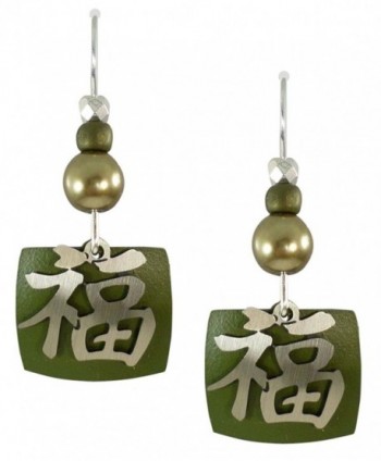 Adajio by Sienna Sky Deep Olive Good Luck Square Sterling Silver Earrings 7146 - CW110FG5BVT