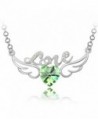 Letter Love Angel Wings Heart Peridot Green Crystal 25" Long Chain Jewelry - CC11FU0ACNL