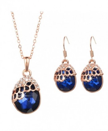 Woman's Charms Sparkling Zircon Crystal Pendant Necklace Dangle-Earring Bangle Bracelet Jewelry Sets - C7184QZMSGO