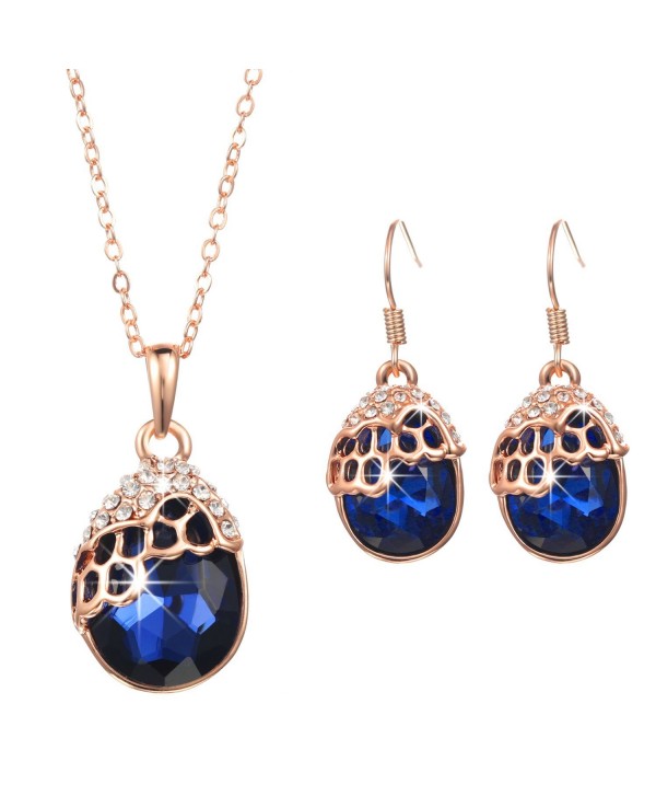Woman's Charms Sparkling Zircon Crystal Pendant Necklace Dangle-Earring Bangle Bracelet Jewelry Sets - C7184QZMSGO