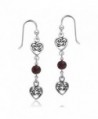 Bling Jewelry .925 Silver Garnet Celtic Knots Double Heart Drop Earrings - CU116U57EHD