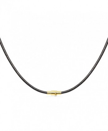 3mm Black Leather Necklace Magnetic Clasp - CR11YKUT081
