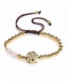 Karseer Crystal Bracelet Natural Adjustable - Pink quartz & Gold Tone - CG1888T99N5