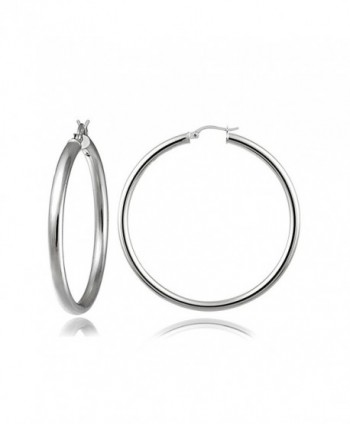 Hoops & Loops Sterling Silver 3mm High Polished Medium Round Hoop Earrings - C512CLALTCF