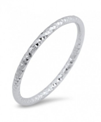 Thin Diamond-Cut Stackable Wedding Ring New .925 Sterling Silver Band Sizes 2-10 - C812NVV8PCJ