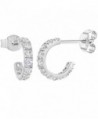 925 Sterling Silver Clear CZ Small Half Hoop Comfortable Stud Earrings - C512O66B988