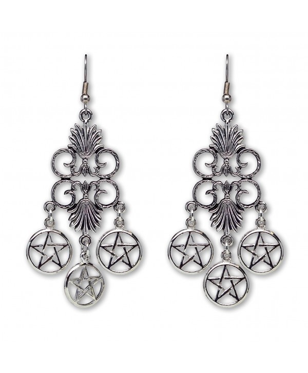 Gothic Pentacle Pentagram Chandelier Medieval Renaissance Earrings - C411C5GGLQL