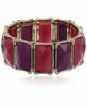 1928 Jewelry Gold-Tone Purple Faceted Rectangle Stretch Bracelet - CJ11GHHJ7ID