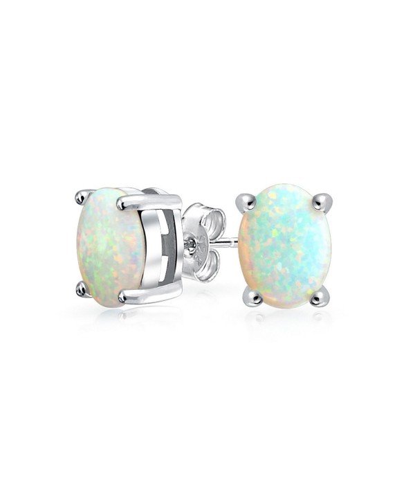 Bling Jewelry Oval Simulated White Opal October Birthstone Basket Set Stud earrings 925 Sterling Silver 6mm - CJ11BFWO08R