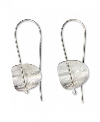 NOVICA Round Brushed Satin Finish .925 Sterling Silver Drop Earrings 'Urban Minimalism' - CV12E2XFB8D