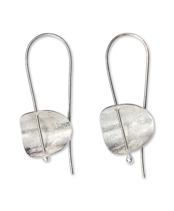 NOVICA Round Brushed Satin Finish .925 Sterling Silver Drop Earrings 'Urban Minimalism' - CV12E2XFB8D