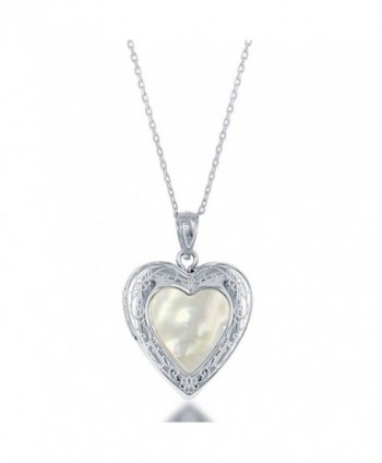 Sterling Silver Mother of Pearl Heart Locket 18" Necklace - CX12CHZOBP7