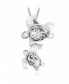 925 Sterling Silver Filigree Mother Mom and Baby Sea Turtle Pendant Necklace- 18" - CH12EWP8BQ5