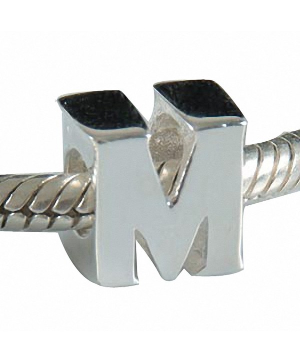 Hoobeads Authentic 925 Sterling Silver Letter Initial A-z Alphabet Beads Fits European Bracelet Charms - M - C011ZSOC3EL