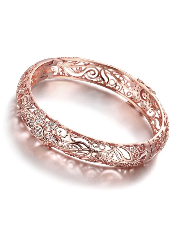 18K Rose Gold-Plated Creative Design Elegant Pattern Bangle Bracelets - Rose Gold - CK12D2PS9NB