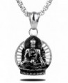 Xusamss Fashion Titanium Steel Buddha Tag Pendant Necklace With 55CM Chain - White - CK17YIWXRNW