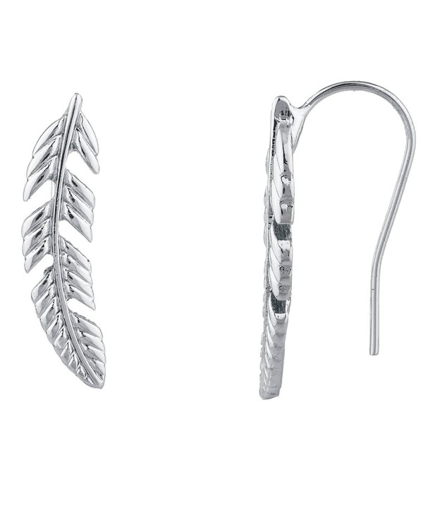 Lux Accessories SilverTone Boho Casted Feather Ear Creeper Ear Cuff Ear Threader - CK1875IUEX2