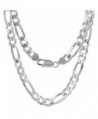 Sterling Silver 1mm - 9mm Figaro Chain Necklace Beveled Edges Nickel Free Italy - C1111C9XI27