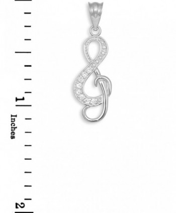 Sterling CZ Studded Music Pendant Necklace in Women's Pendants