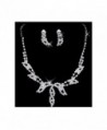 Belle House Bridal Wedding Prom Fashion Jewelry Set Crystal Necklace and Earings Silver - Silver - CP12949K8BZ