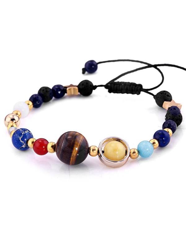 YEYULIN Handmade Galaxy Solar System Bracelet Universe Nine Planets Star Natural Stone Beads Bracelets Bangles - CG187I77L3I