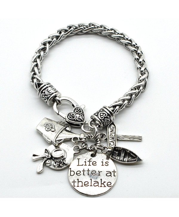 Antique Silver Tone Braid Bracelet- Life is Better at The Lake- Handmade in USA- BB02 - CQ12NDYBXSD
