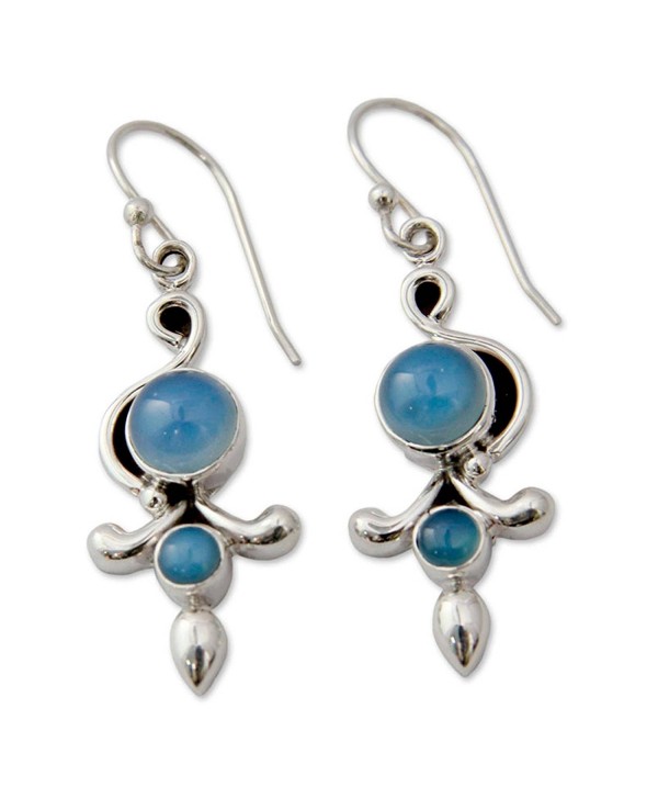 NOVICA .925 Sterling Silver and Blue Chalcedony Dangle Earrings- 'Sky Garland' - CX11G3W0W0J
