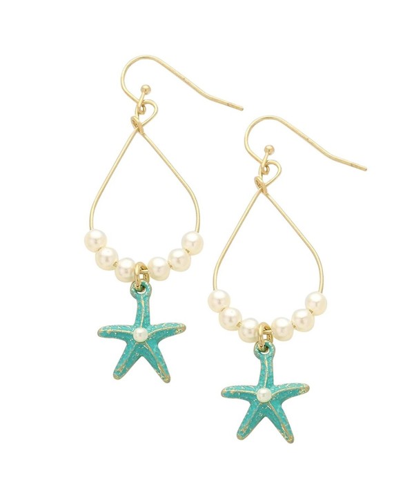 Rosemarie Collections Women's Beach Theme Starfish Dangle Earrings - Turquoise - CV12FMRN4BT
