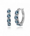 Sterling Silver London Blue Topaz S Design Round Hoop Earrings - C212F0K5TR5
