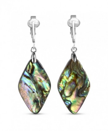 Tahitian-Style Abalone Paua Shell Clip On Earrings-Authentic Ocean Shells Romantic Holiday- Authentic - CC126Q5RSB3