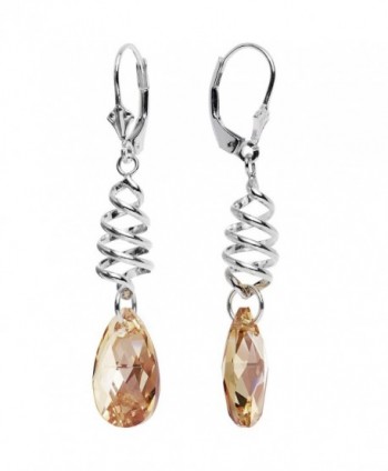 Body Candy Handcrafted 925 Sterling Silver Leverback Earrings Created with Swarovski Crystals - C712FWSYLGP