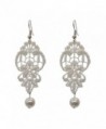 RareLove Vintage White Lace Flower with Artificial Pearl Beads Chandelier Dangle Earrings - white flower - CD12DUA51MJ
