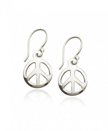 925 Sterling Silver Peace-sign Dangle Earrings - CR124UJD7JJ