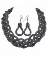 Braided Mesh Tube Chain Designer Look Statement Necklace & Earring Set - CQ186AZIWEI