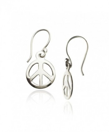 Sterling Silver Peace sign Dangle Earrings in Women's Drop & Dangle Earrings