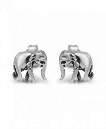 925 Sterling Silver 8 mm Tiny Elephant 3-D Post Stud Earrings - CO11WYKUBOB