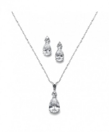 Mariell Elegant Pear-Shaped Cubic Zirconia Wedding Necklace & Earrings Set for Brides & Bridesmaids - C5122YOND4B