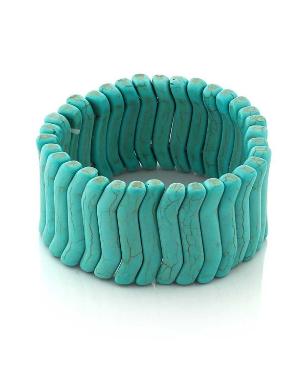 7.5" Simulated Turquoise Howlite Beads Stretchy Bangle Bracelet 30MM - CA1173TD43D