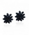 Dazzling Black Chrysanthemum Flower Fashion Crystals Base Metal Clip On Earrings - CI11UY3K5K5