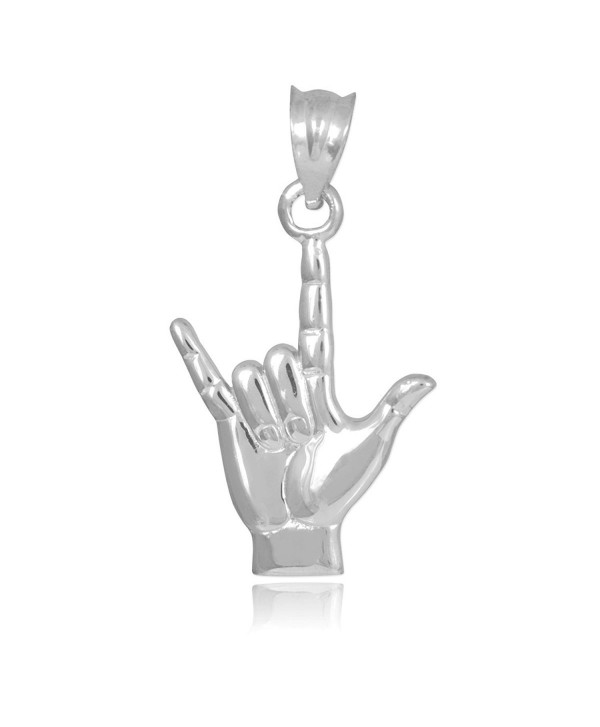 925 Sterling Silver I Love You Hand Sign Language Charm Pendant - C011FRFA6SF