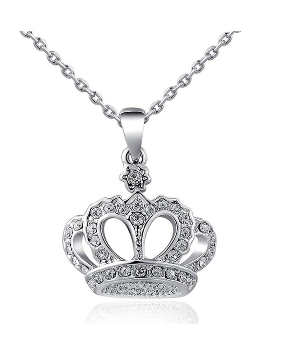 AROUND 101 Swarovski Elements You Are My Queen Crown Diamond Pendant Necklace - C912FJ1Q31L