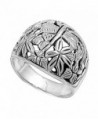 Sterling Silver Women's Dragonfly Ring Polished Pure 925 Band 16mm Sizes 5-11 - C811GQ462H1
