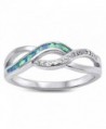 Lab Created Blue opal Twisted Band Infinity .925 Sterling Silver Ring sizes 4-12 - C311ODLT69Z