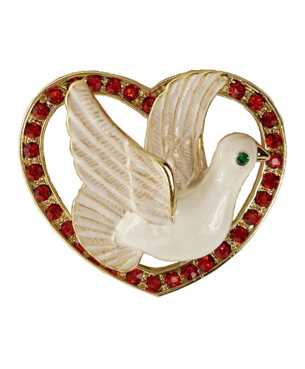 Bejeweled Christmas "Peace Dove" Enamel Rhinestone Pin Brooch 202 - CM125H0FSXX
