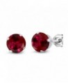 Red Created Ruby 925 Sterling Silver Stud Earrings (2.00 cttw- 6MM Round Cut) - C511GH4CSPF